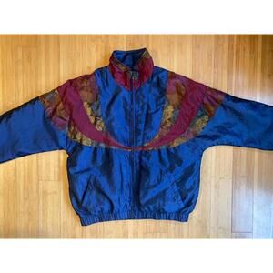 90s Vintage Colorful Windbreaker Winterset Shimmery Color Block Navy Blue M